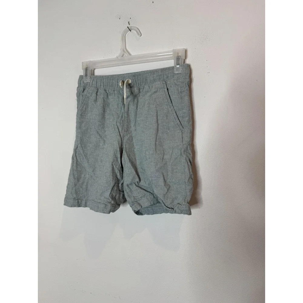 Old Navy Shorts Kids 10-12 Gray Linen Chambray Chino Elastic‎ Waist Drawstring